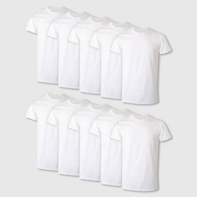 Hanes Kişi Rəngini Çəkmə Crew Neck Yaxası Tətək 10'lu Paket - Ağ L: Yüngül, Toxunma Parçası