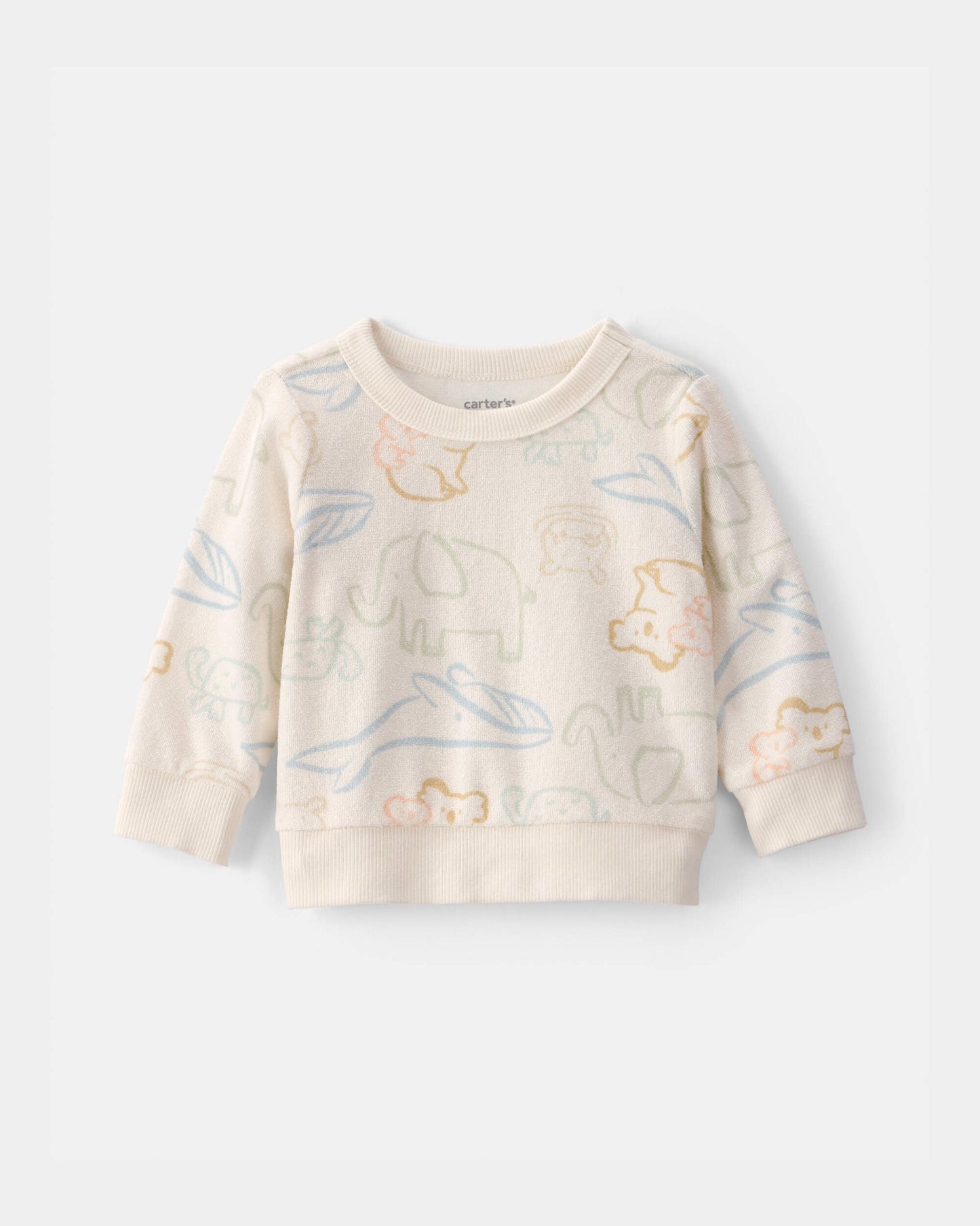 Carter's Baby Animal Friends Terry Pullover Sweatshirt - Krem