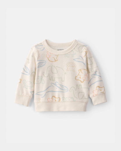Carter's Baby Animal Friends Terry Pullover Sweatshirt - Krem