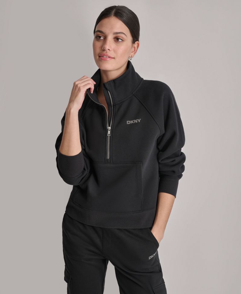 DKNY Sport DKNY Qadın Cıvata Logolu Yarım Fermuar Sweatshirt