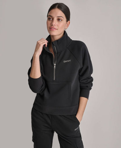 DKNY Sport DKNY Qadın Cıvata Logolu Yarım Fermuar Sweatshirt