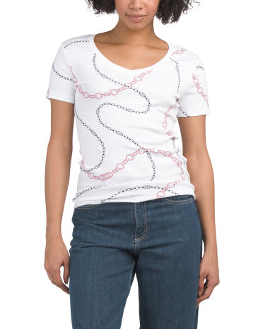 All Over Print Chains V-neck Köynək