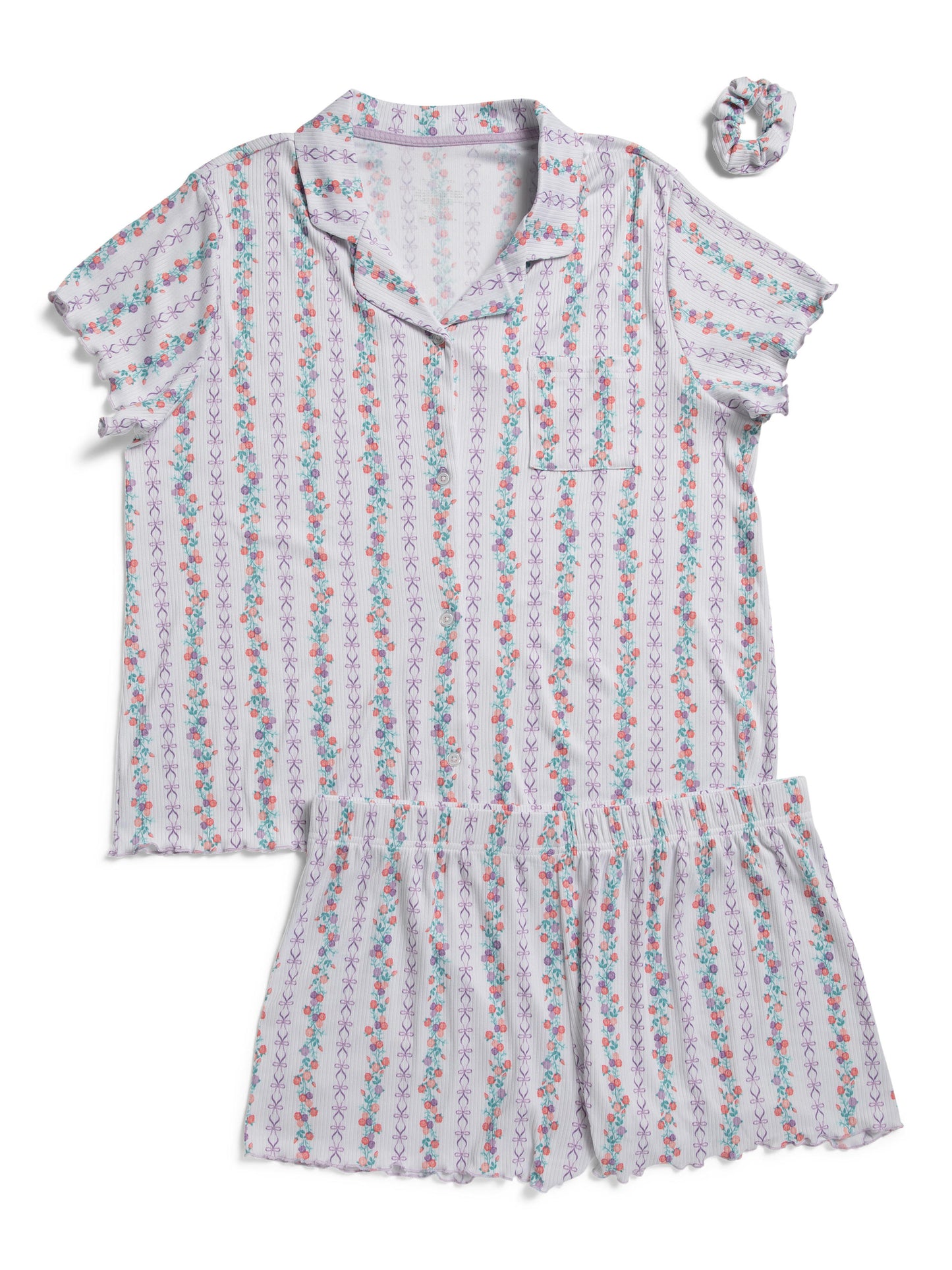 TAHARI 2 Parçalı Ribbon Trellis Düyməli Pijama Dəsti