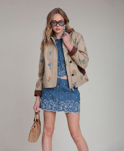 JM Collection Qadın Çap Edilmiş 3/4 Rəvan Boyunlu Trikotaj Bluzka