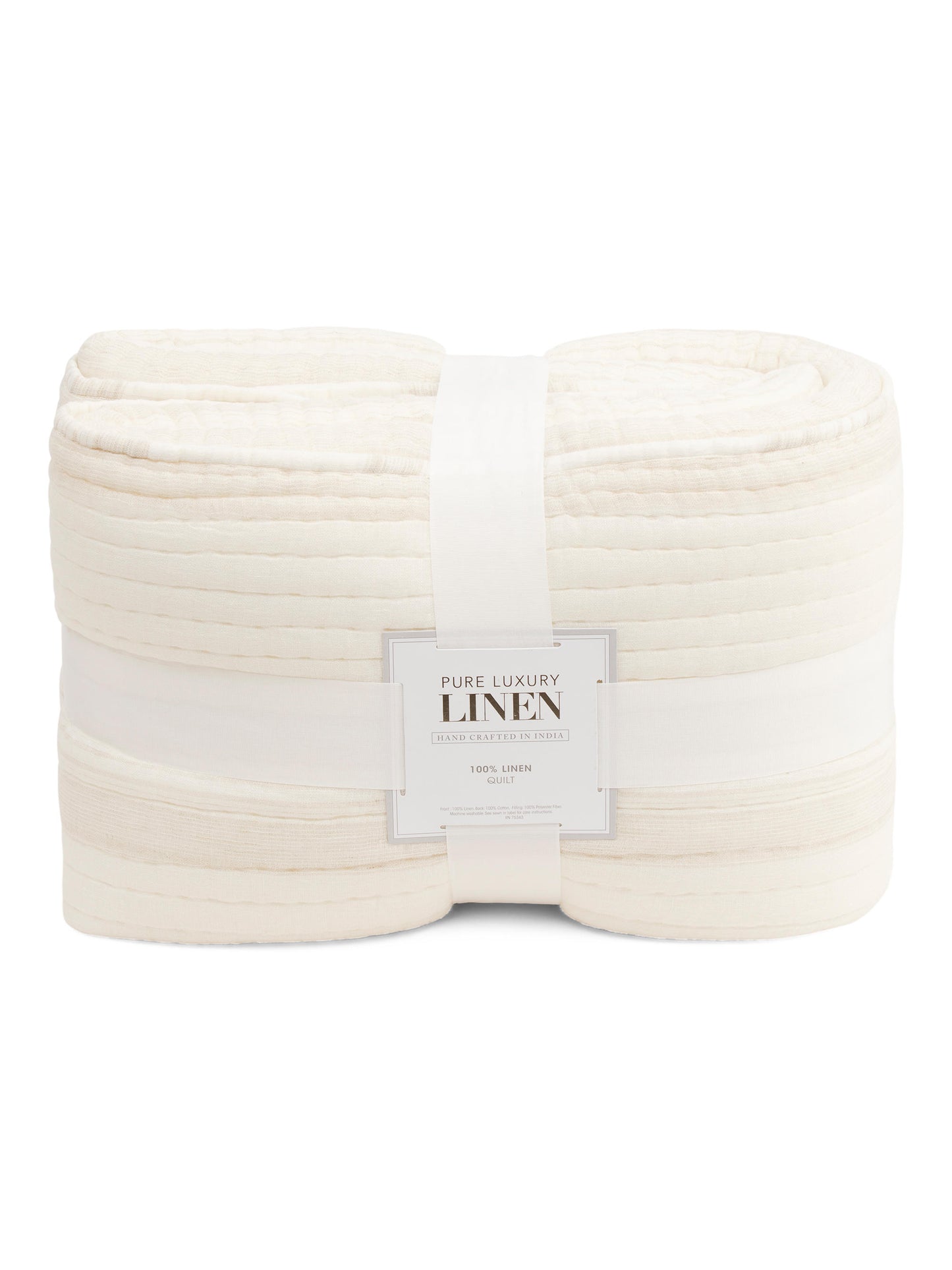 PURE LUXURY LINEN Kətən Qarışımlı Çizgili Kral Ölçüsü Yorğan