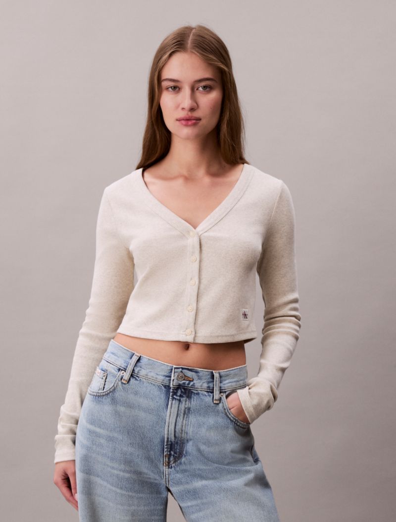 Calvin Klein Rib Cropped Cardigan Qadın Kardiqanı