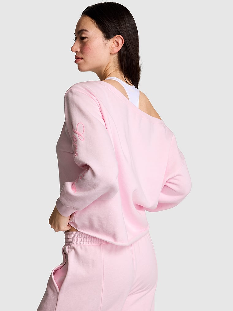 PINK Campus Fleece™ Rib Omuz Üstü Sweatshirt