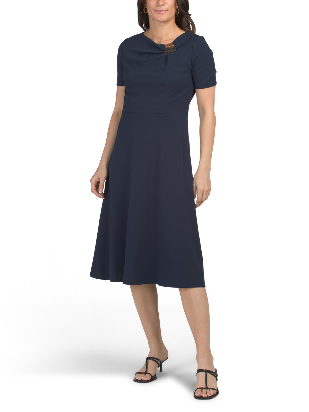 LONDON TIMES Midi Fit and Flare Geyimi