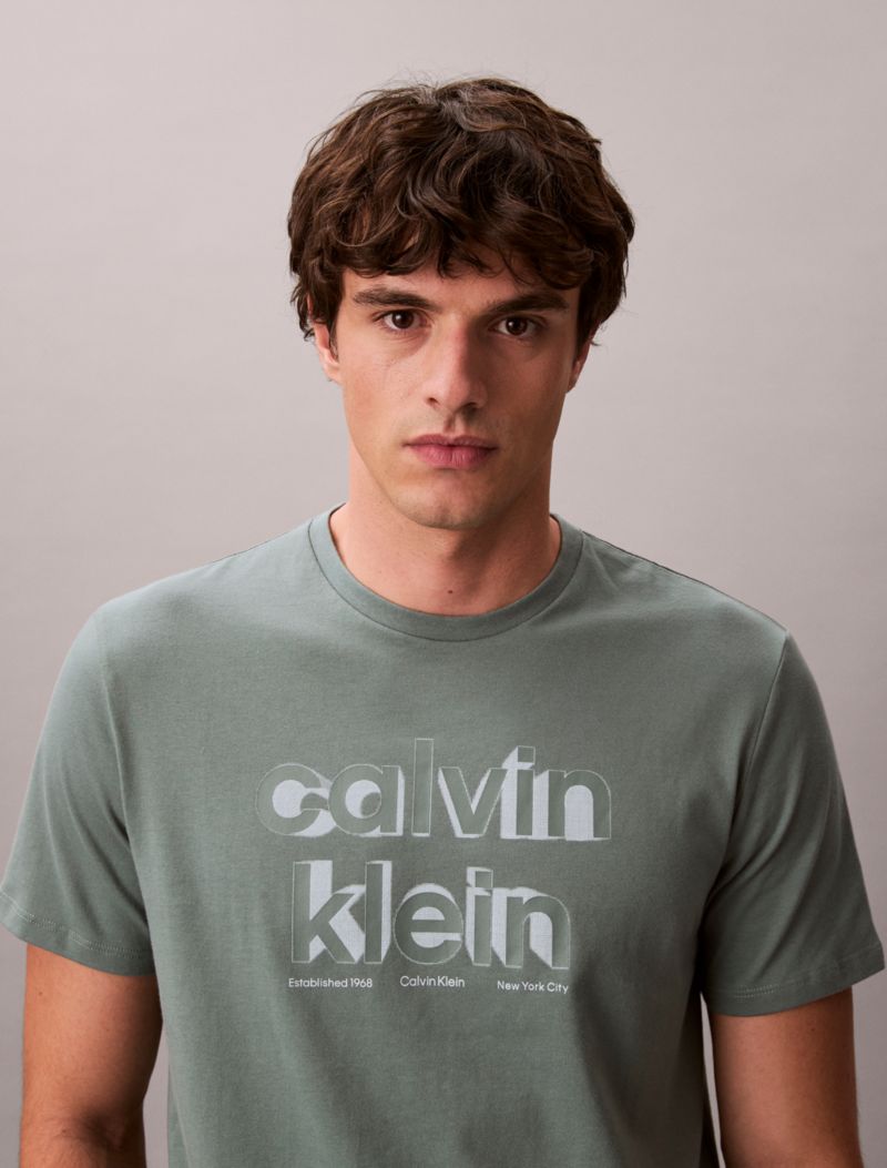 Calvin Klein Shadow Logo Qrafik Klassik Köynək