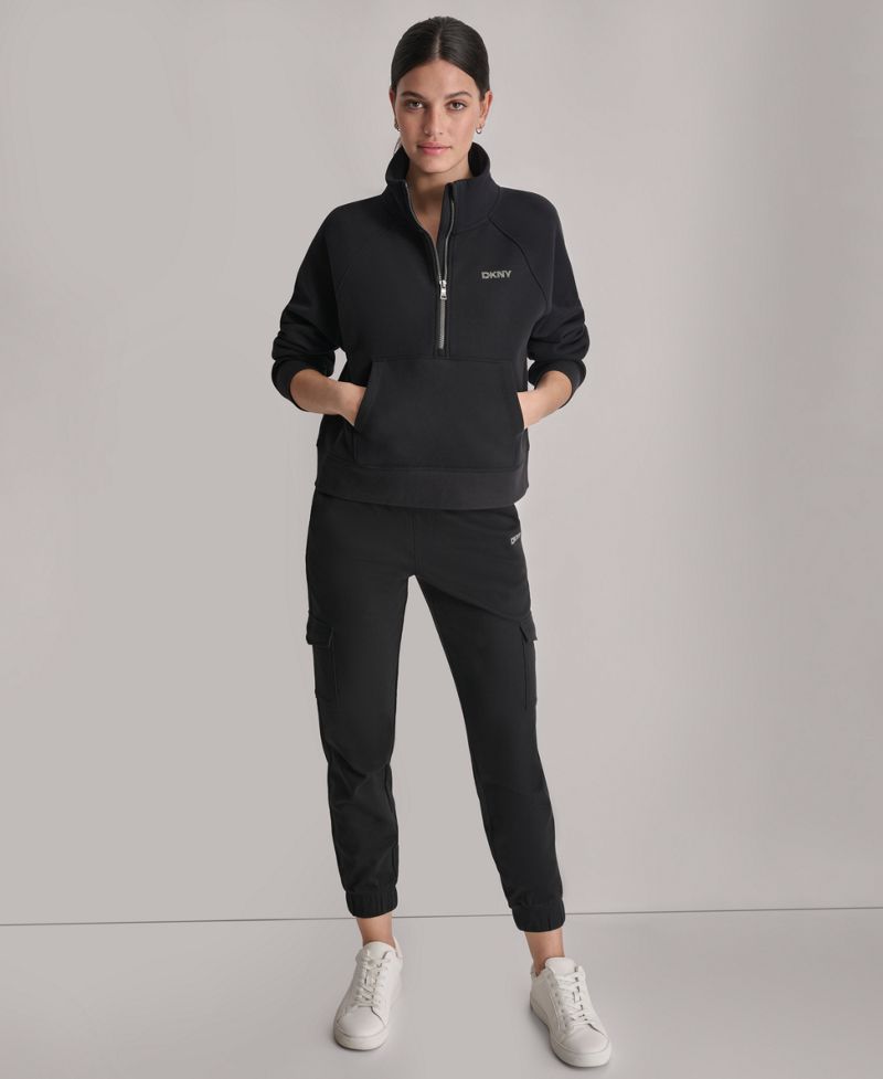 DKNY Sport DKNY Qadın Cıvata Logolu Yarım Fermuar Sweatshirt
