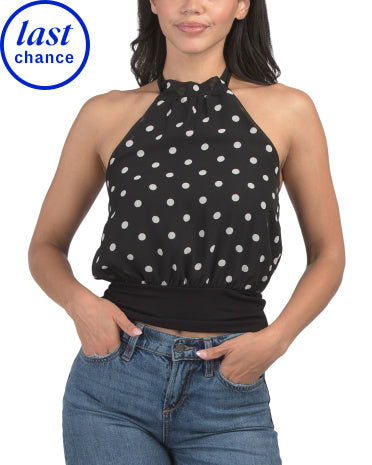 MADDEN GIRL Polka Dot Halter Boyunlu Bluzka Bant Həmləsi ilə