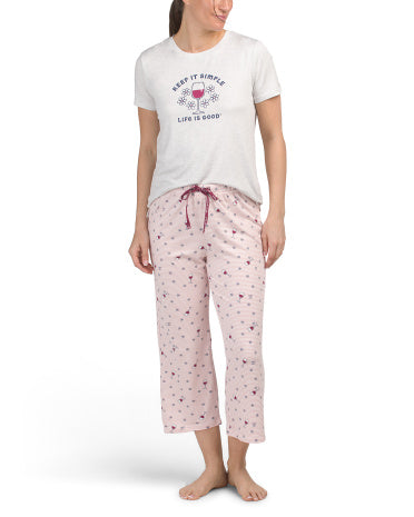 LIFE IS GOOD Wine Time Pijama Üstü və Şalvarı Dəsti