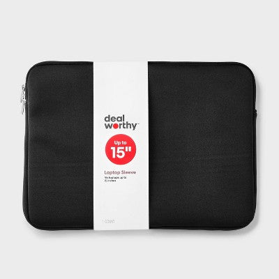 15" Laptop Sleeve - dealworthy - Black: Polyester, Electronics Case