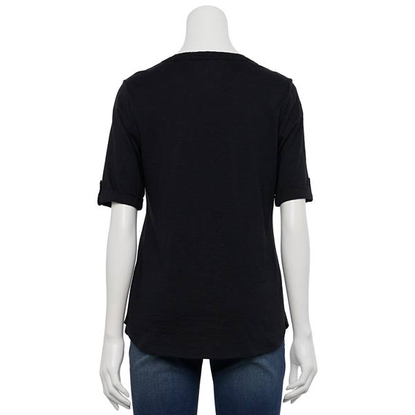 Qadın Croft & Barrow® Dirsək Qolu Utility Henley Köynəyi