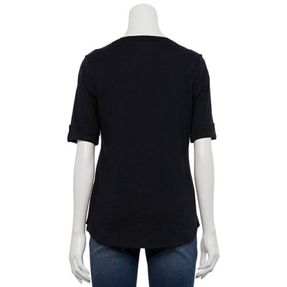 Qadın Croft & Barrow® Dirsək Qolu Utility Henley Köynəyi
