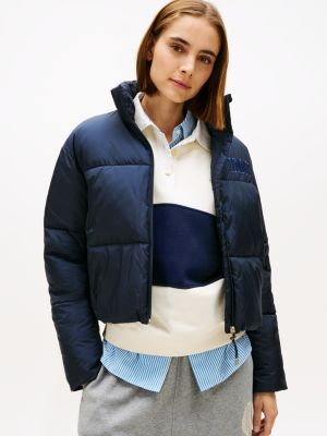 Tommy Hilfiger Qısaldılmış Puffer Gödəkçə, Tünd Mavi