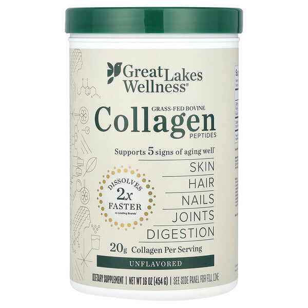 Great Lakes Wellness Otla Beslenmiş Sığır Kolajen Peptidləri Ароматsız 454 G