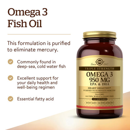 Solgar Omega-3 EPA DHA Üçlü Güc 950 mg 100 Softgel