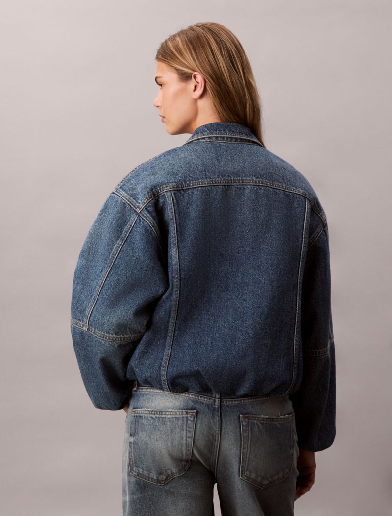 Calvin Klein Denim Bubble Jacket Qadın Cins Yaqqası