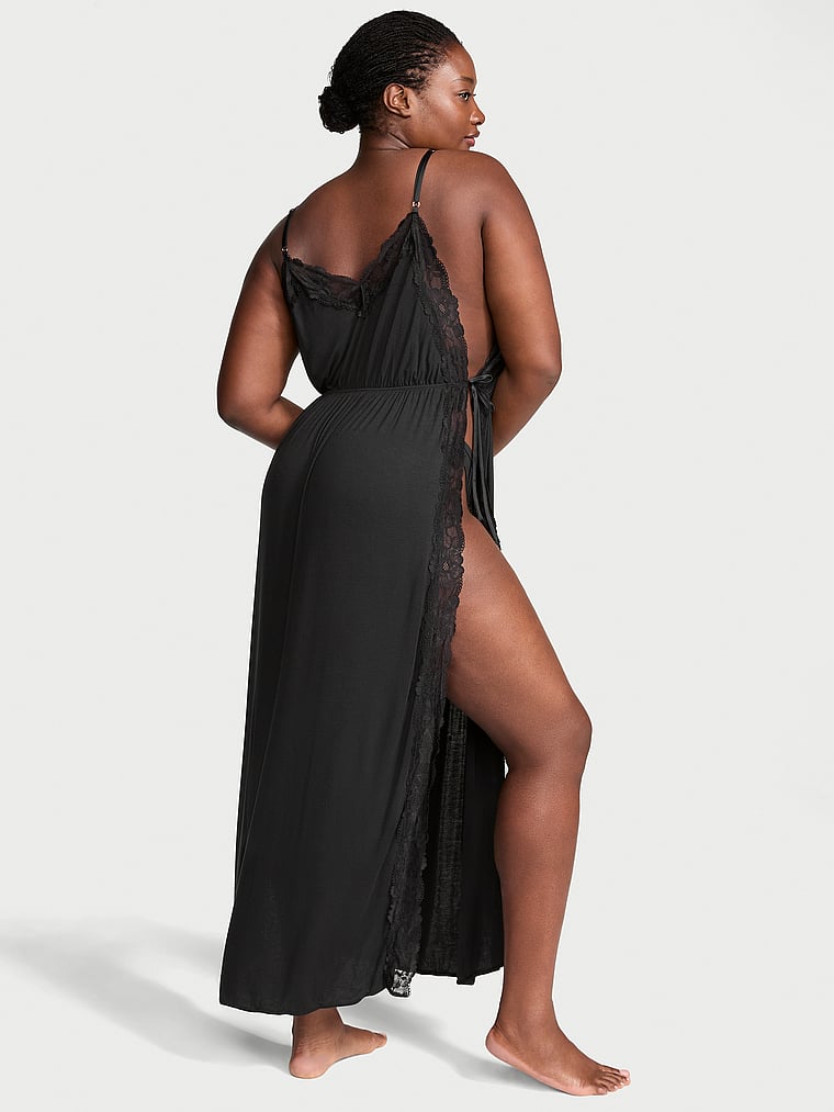 Victoria's Secret SoSoft™ Modal Ribbed Lace-Trim Uzun Slip Geyimi