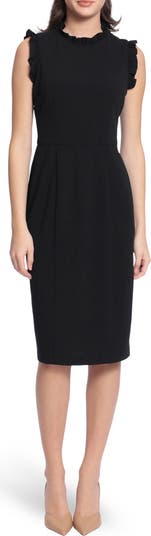 Maggy London Fırfırlı Mock Neck Düz Geyim