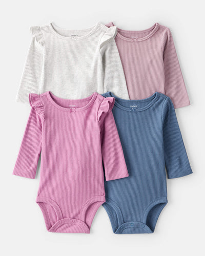 Carter's Qız Uşaq 4-Pack Uzun Qol Bodysuits