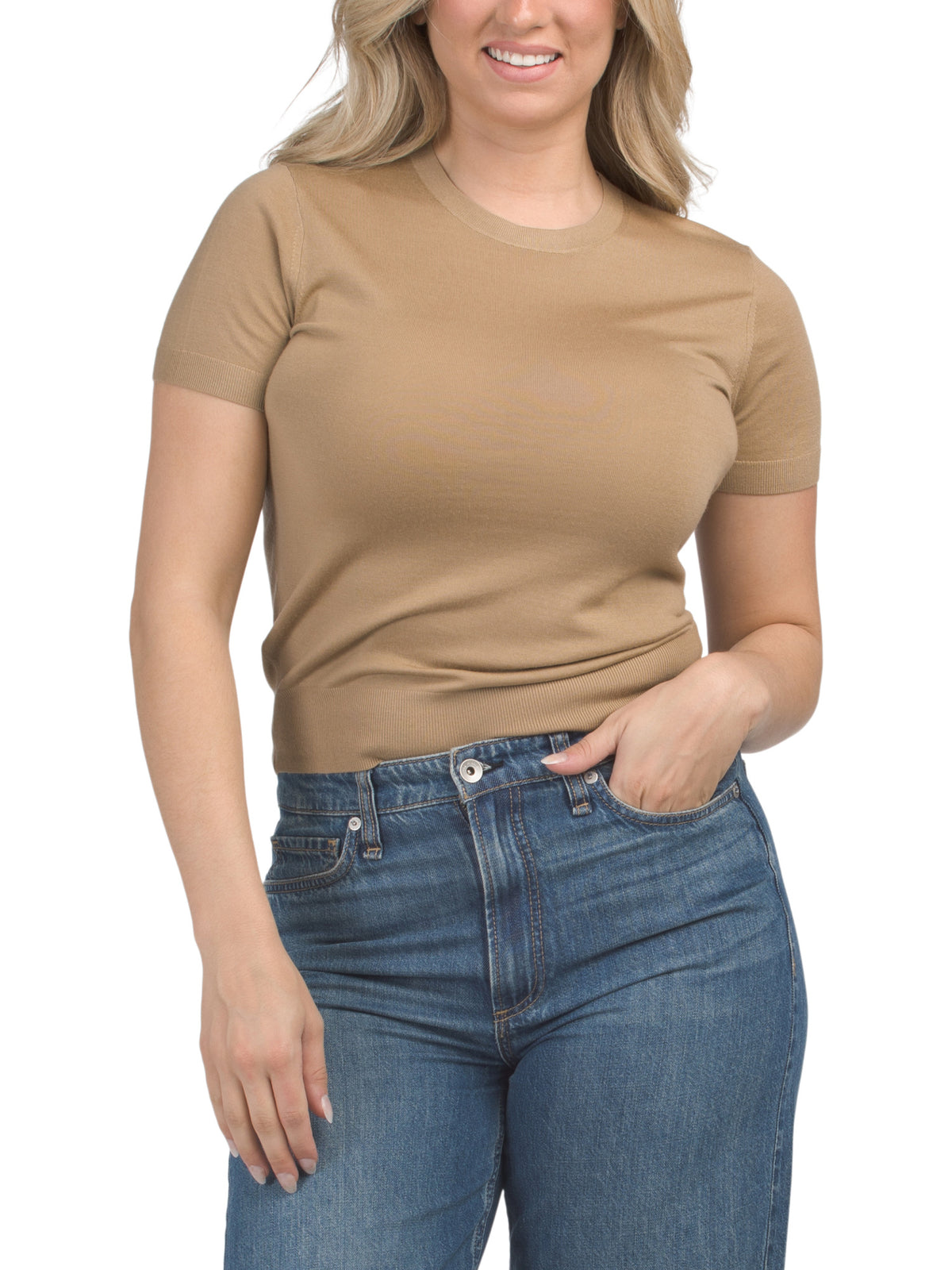 Wool Basic Tee Style Regal Sweater Yün Əsas Tişört
