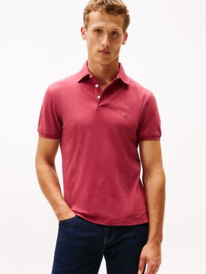 Tommy Hilfiger Slim Fit Stretch Pique Polo, Qırmızı Heather