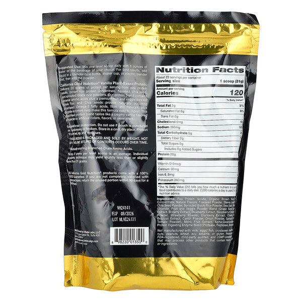 California Gold Nutrition Sport Vegan Protein Vanilla 907 Q
