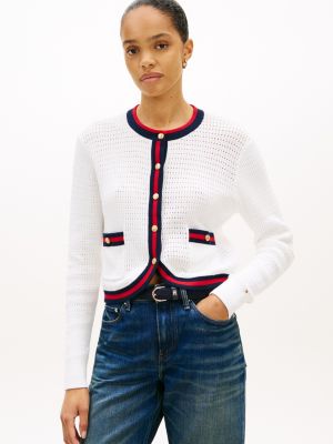 Tommy Hilfiger Qızılı Düymələr ilə Dokulu Toxunma Kardiqan, Fil Dişi