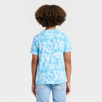 Cat & Jack Oğlan Qısa Tərəfli Tie Dye Köynəği Açıq Mavi M