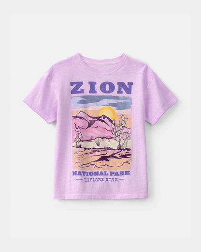 OshKosh B'gosh Qız Uşaq Zion National Park Qrafik Köynək - Bənövşəyi