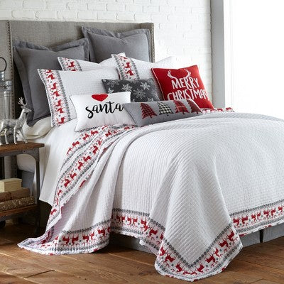Rudolph Holiday Yastıq Dəsti - Bir King/Cal King Yastıq və İki King Yastıq Üzü Ağ - Levtex Home
