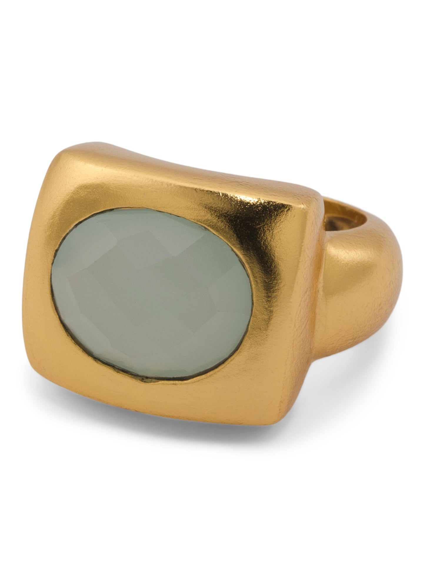 SHAANTI JEWELS Hindistanda İstehsal Edilmiş 18kt Qızılı Və Akva Halsedon Üzük
