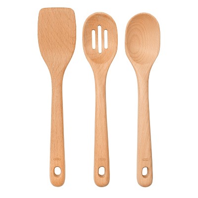 OXO 3-Parçalı Ağac Mətbəx Əşyaları Dəsti: Spatula, Qaşıq və Deşik Qaşıq