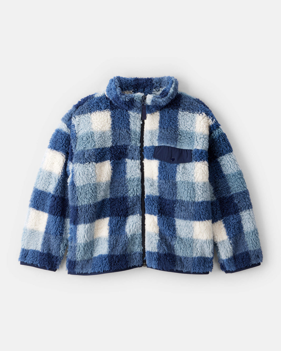 Carter's Oğlan Tartan Sherpa Uzun Kollu Fermuarlı Gödəkçə - Mavi