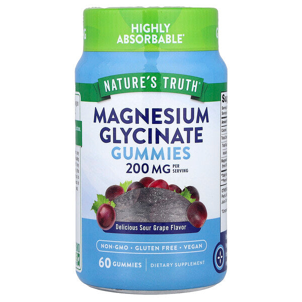 Nature's Truth Magnesium Glycinate Qamma Vitaminlər Turş Üzüm 60 Adet