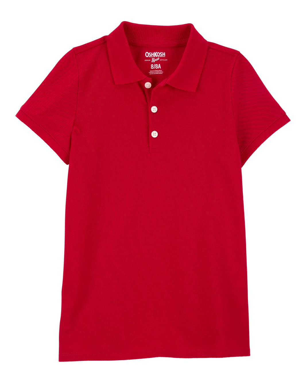OshKosh B'gosh Qız Uşaq Pique Pamuk Uniform Polo - Qırmızı