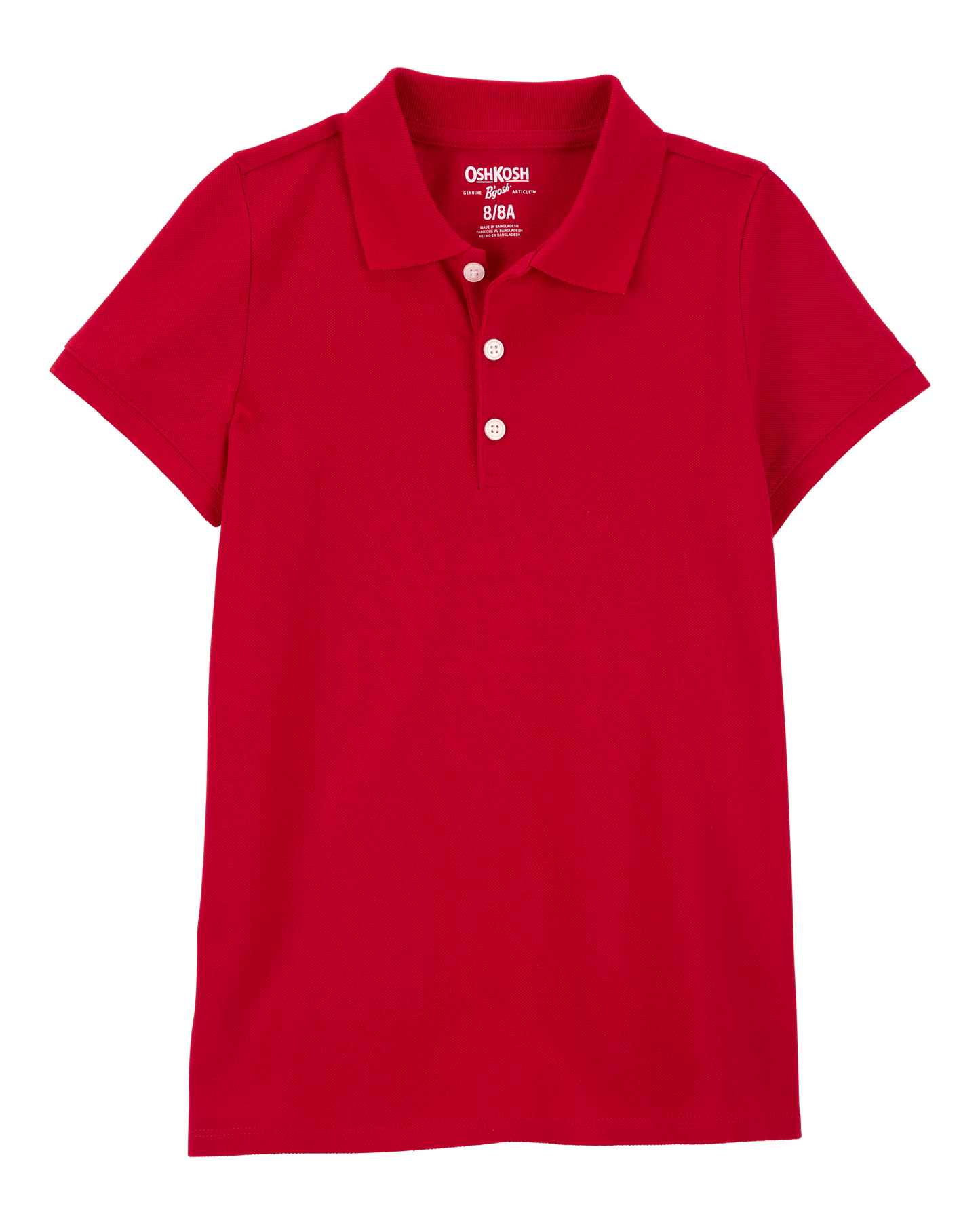 OshKosh B'gosh Qız Uşaq Pique Pamuk Uniform Polo - Qırmızı