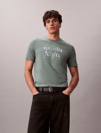 Calvin Klein Shadow Logo Qrafik Klassik Köynək