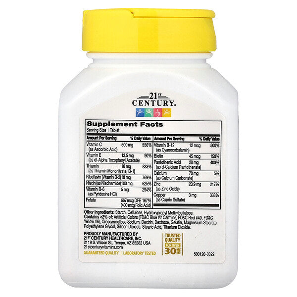21st Century Stress B Qələbə B Vitamini Sink 66 Tablet