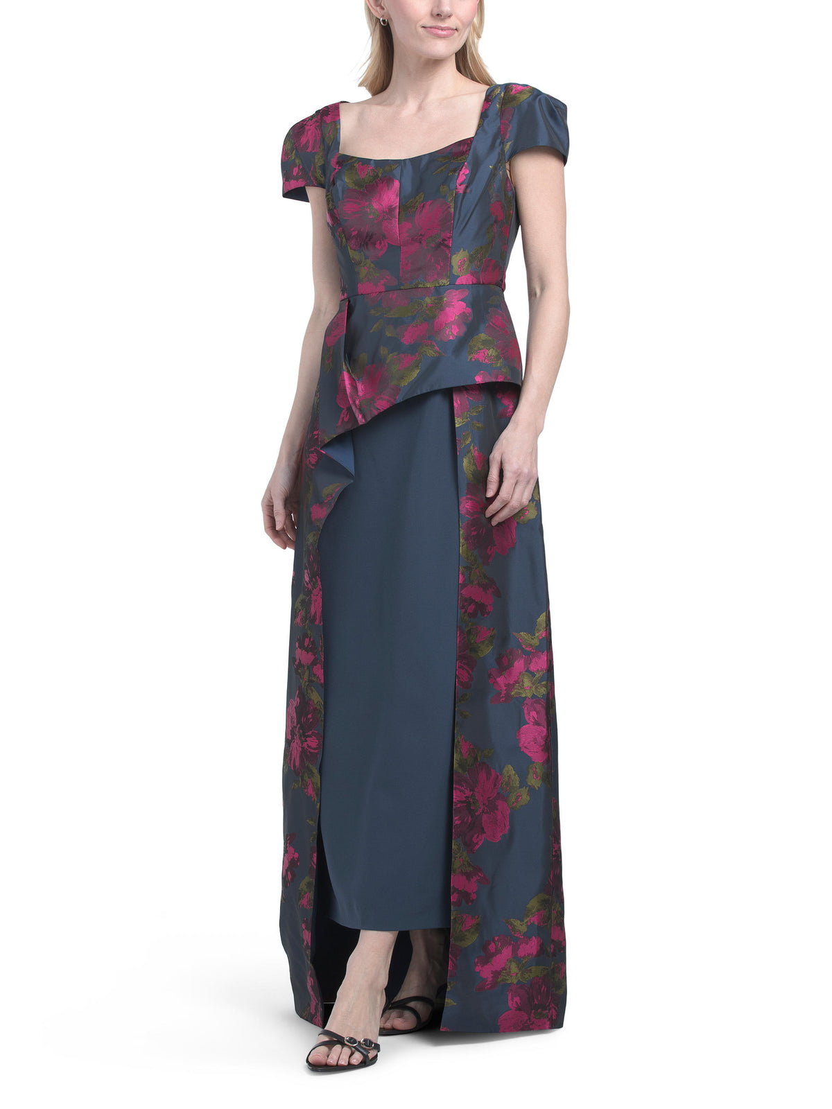KAY UNGER Jolie Puff Sleeve Jacquard Çay Uzunluğu Geyimi