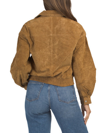 AVEC LES FILLES Süet Qatlı Oversize Bomber Gödəkçə