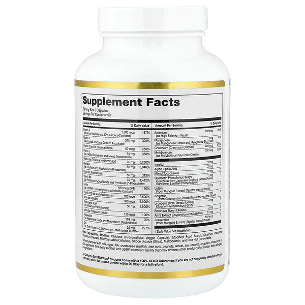 California Gold Nutrition Multivitamin və Mineral Methyl B12 Vitamin C L Methylfolate və Bio Quercetin Günlük