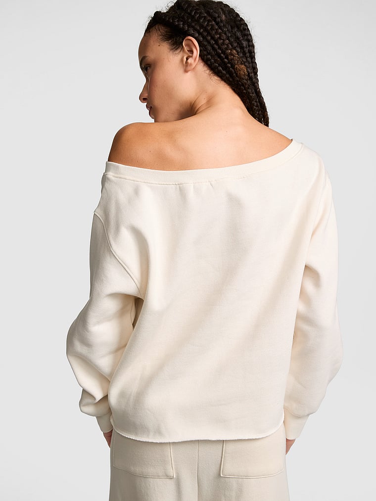 PINK Campus Fleece™ Rib Off-The-Shoulder Sweatshirt