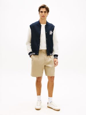 Tommy Hilfiger Script Monogram Ağır Tərkili Terry Bomber, Tünd Mavi