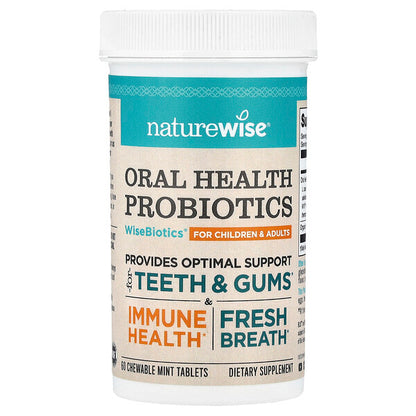 NatureWise Ağız Sağlığı Probiotikləri Uşaqlar Və Böyüklər Üçün Nanə 60 Çiynənilən Tablet