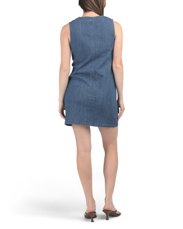 ELLEN TRACY Denim Fırfırlı Düymə Önü Mini Geyim
