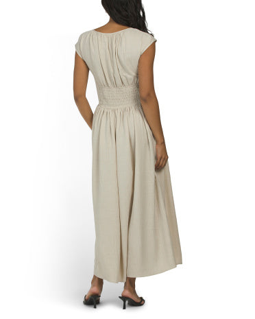 MAX STUDIO Keyhole Short Sleeve Maxi Dress