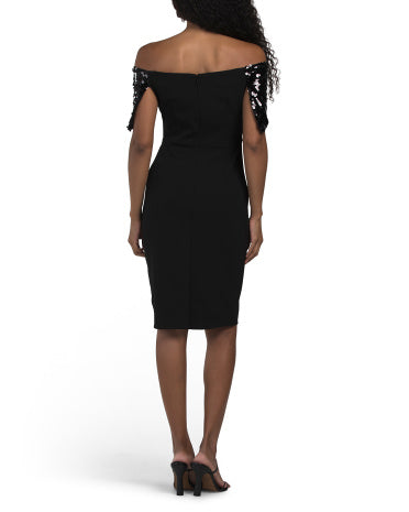 VINCE CAMUTO Off Shoulder Mini Sheath Dress